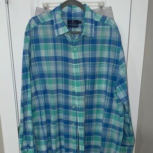 Vineyard Vines Blue and Green Plaid Shirt